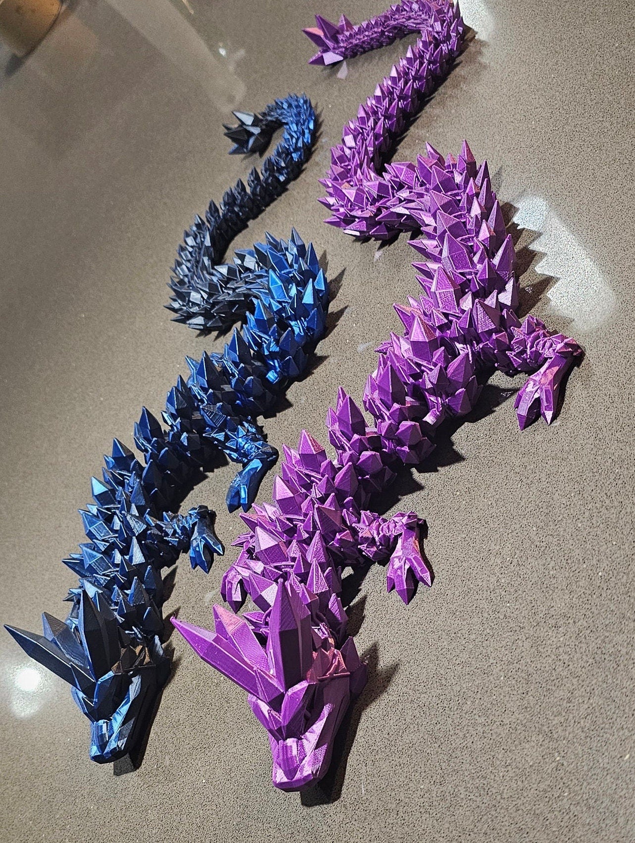 Large 3D Printed Articulated Crystal Dragon – 76cm Fantasy Desk Toy