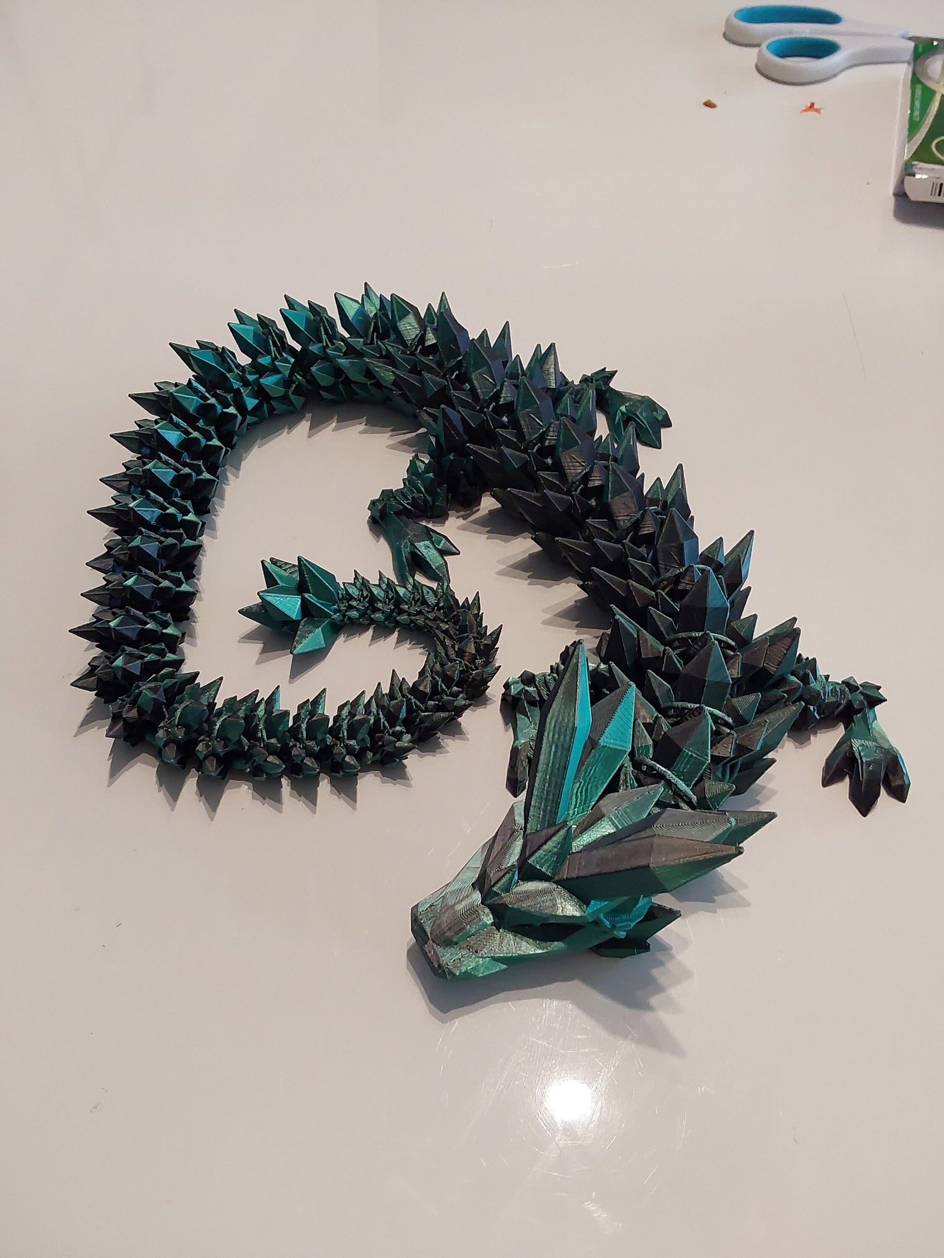 Large 3D Printed Articulated Crystal Dragon – 76cm Fantasy Desk Toy