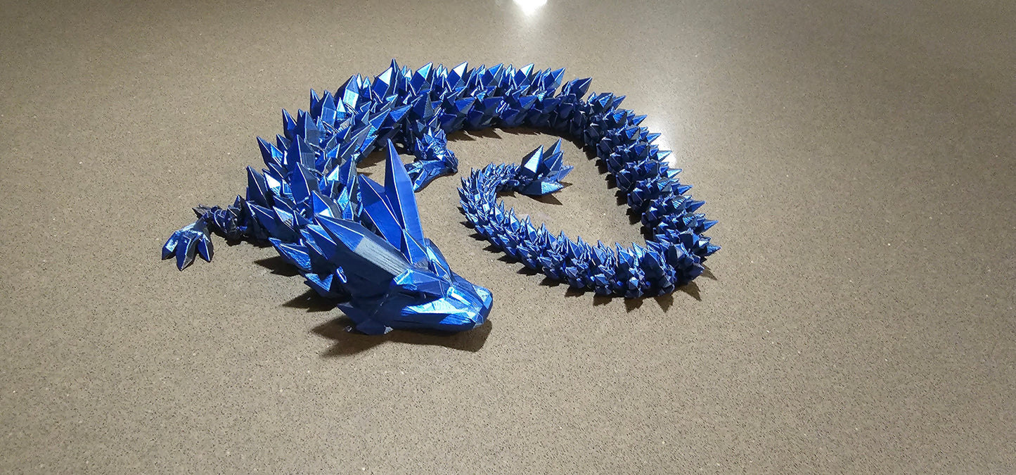 Large 3D Printed Articulated Crystal Dragon – 76cm Fantasy Desk Toy