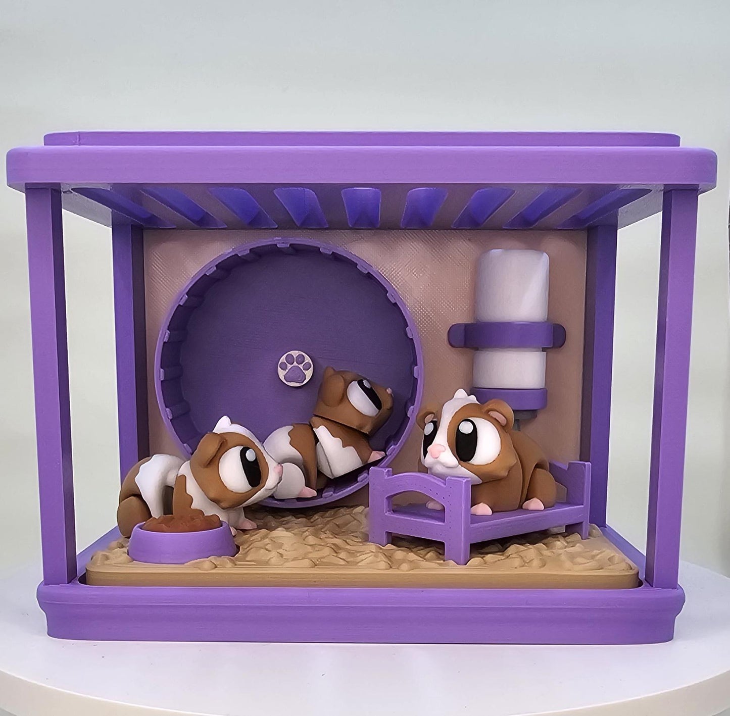 Mini Guinea Pig Tank Playset: 3D Printed Toy Habitat with Accessories