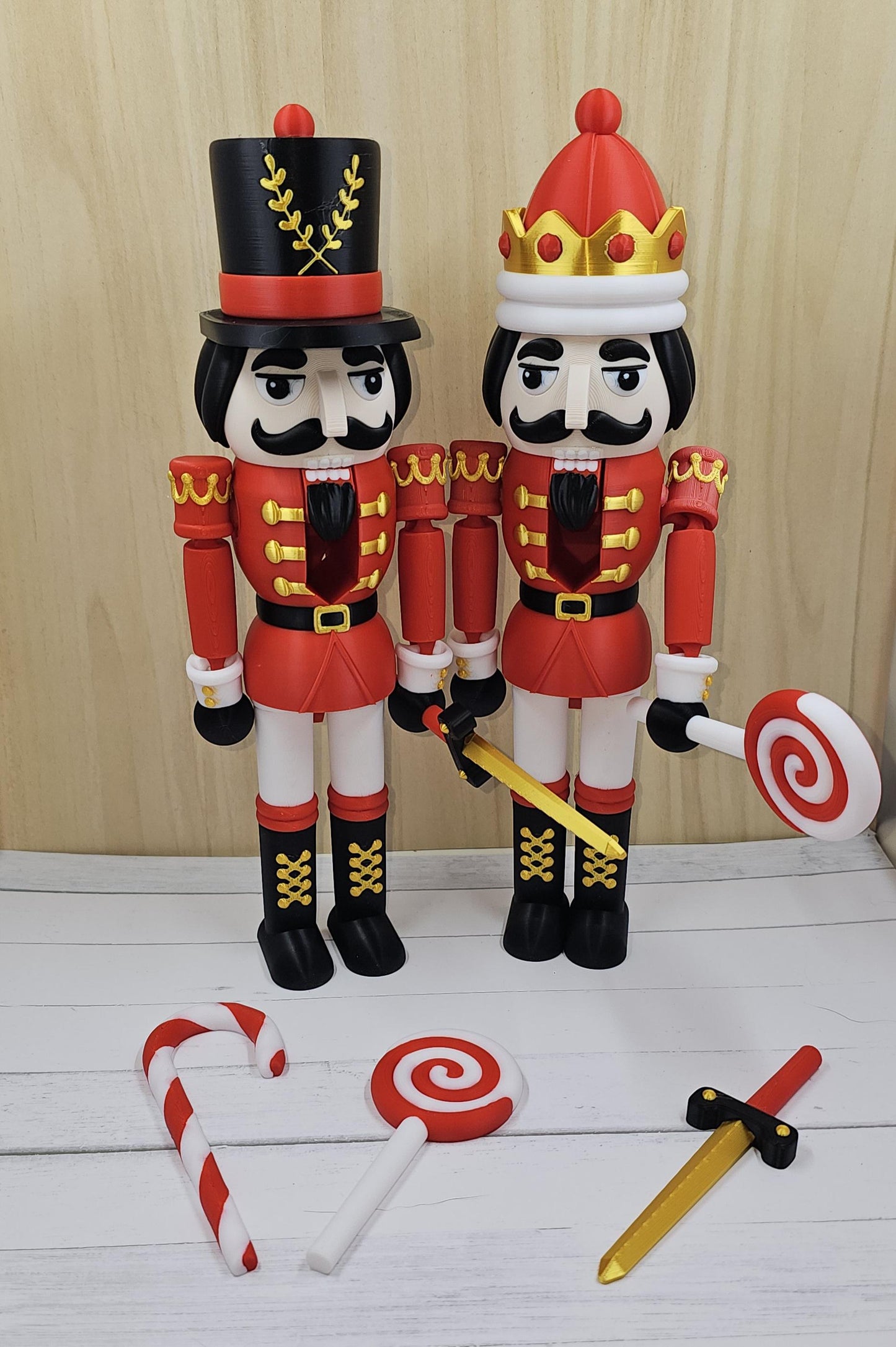 Red & Gold Nutcracker Figurine | Interchangeable Accessories