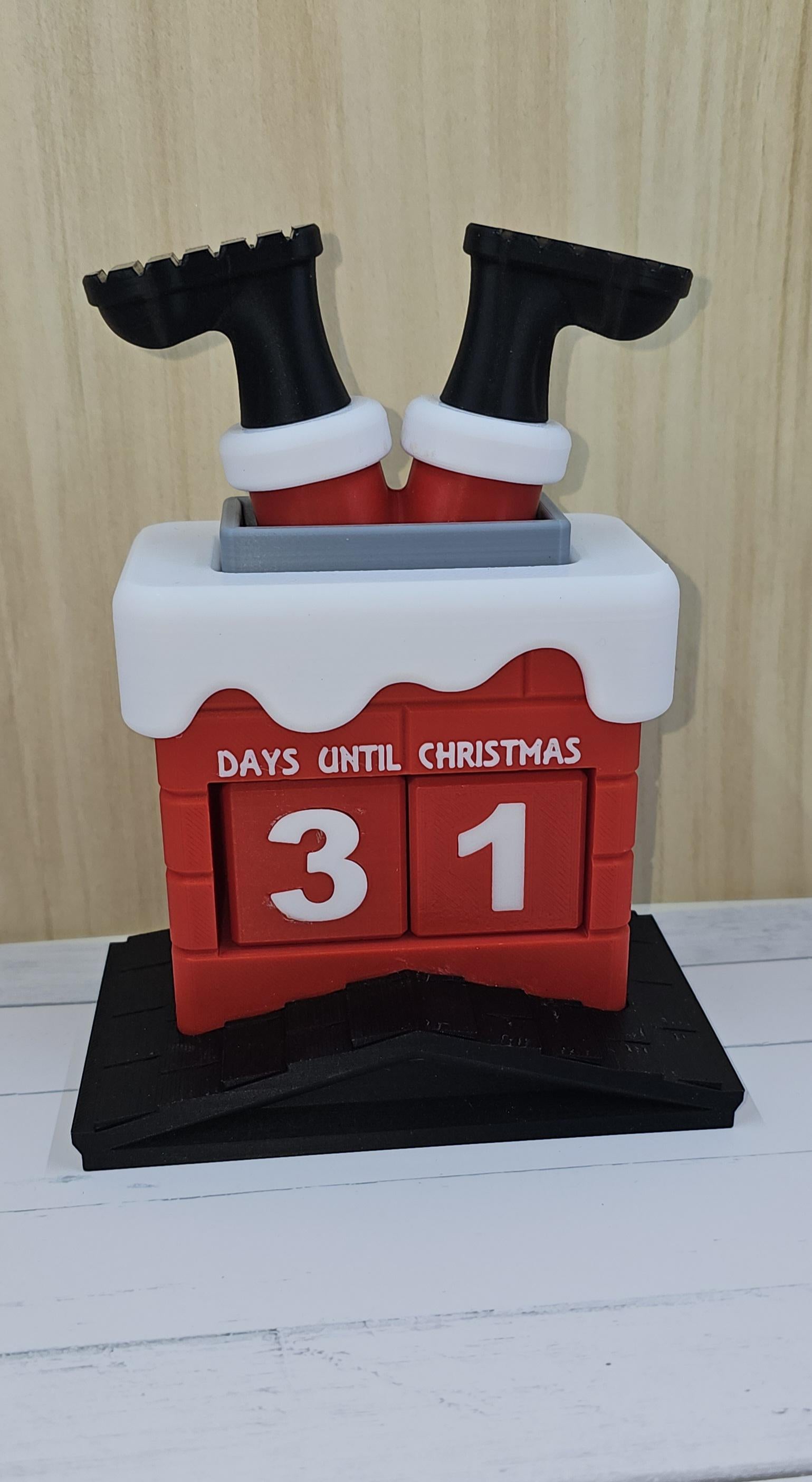 Santa Chimney Christmas Countdown | 3D Printed Holiday Decor | Festive Home Decoration | Reusable Countdown Block