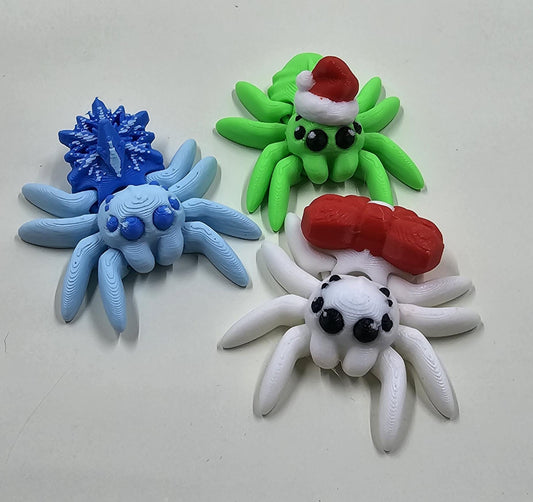 Tiny Christmas Spiders Articulated Mini 3D printed Festive Seasonal