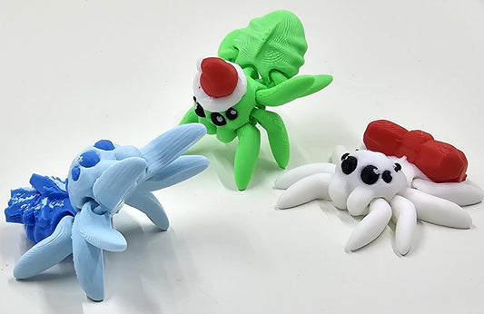 Tiny Christmas Spiders Articulated Mini 3D printed Festive Seasonal