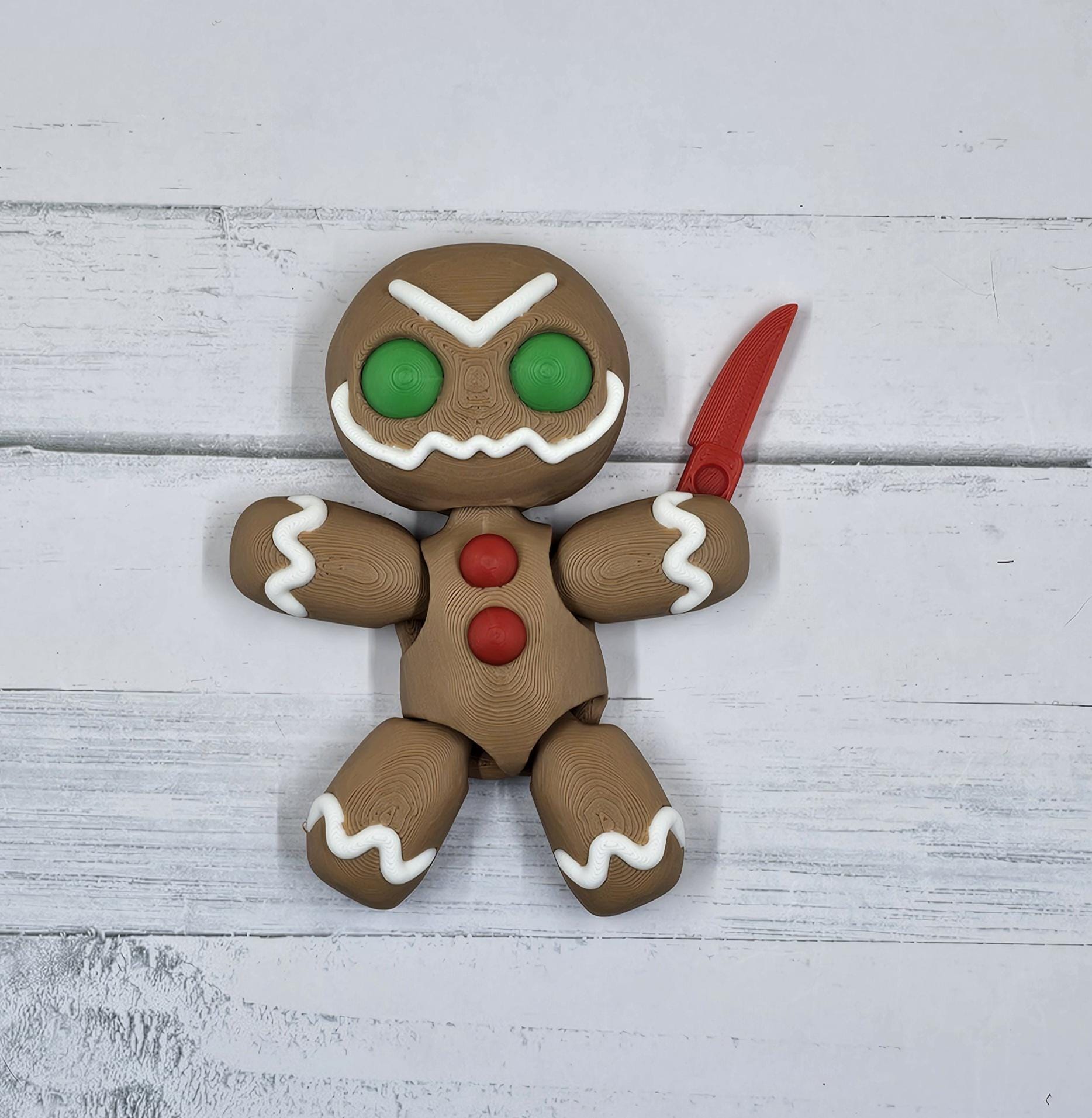 Tiny Gingerbread Pals – Articulated Gingerbread Figures | 3D Printed Christmas Desk Buddy | Holiday Collectible Toy