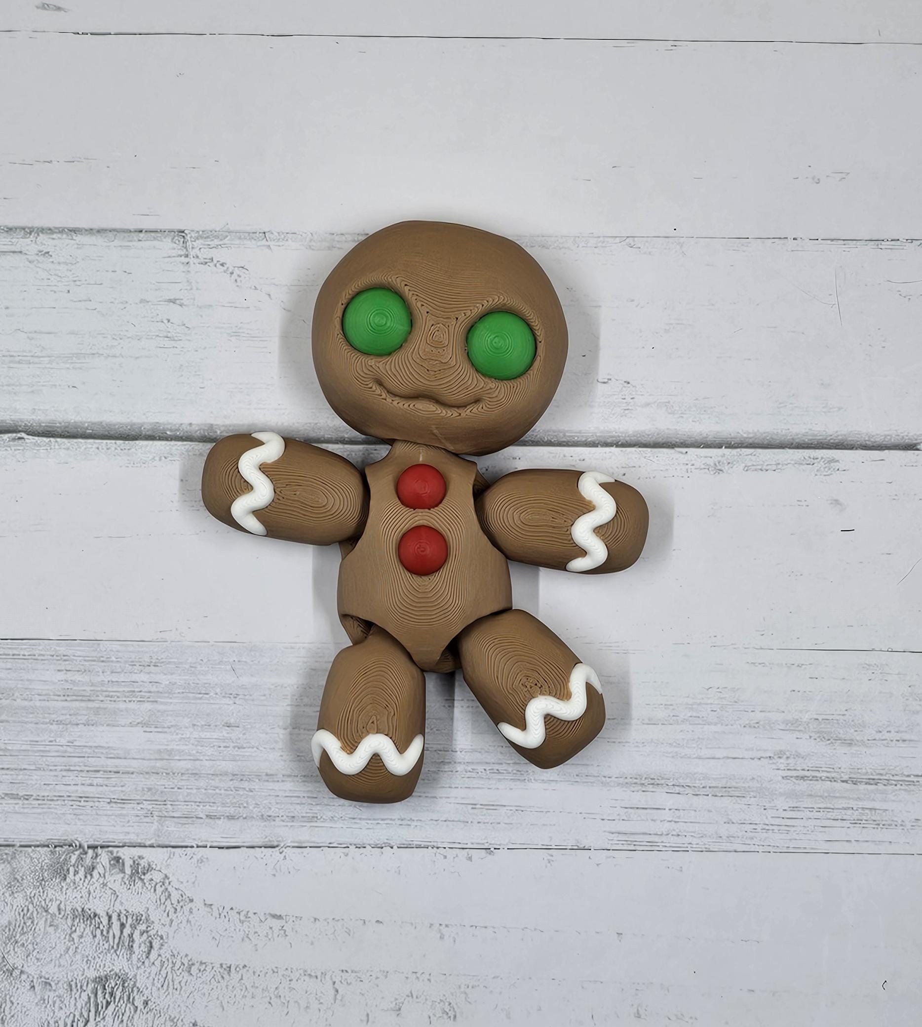 Tiny Gingerbread Pals – Articulated Gingerbread Figures | 3D Printed Christmas Desk Buddy | Holiday Collectible Toy