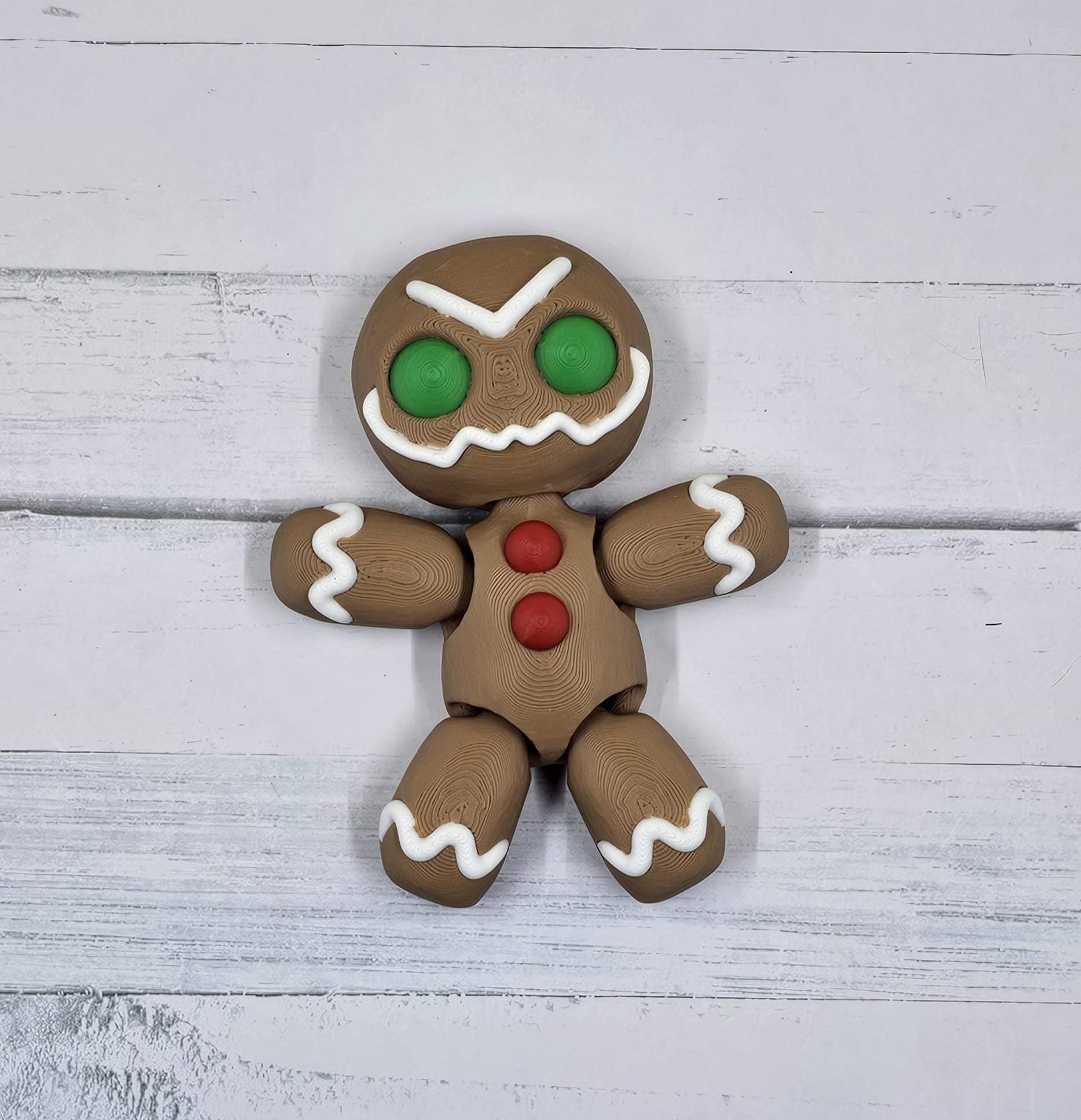 Tiny Gingerbread Pals – Articulated Gingerbread Figures | 3D Printed Christmas Desk Buddy | Holiday Collectible Toy