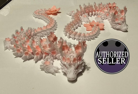 Cherry Blossom Articulated Dragon – 3D Printed Flexi Dragon Figurine – Cinderwing Design | Custom Colours