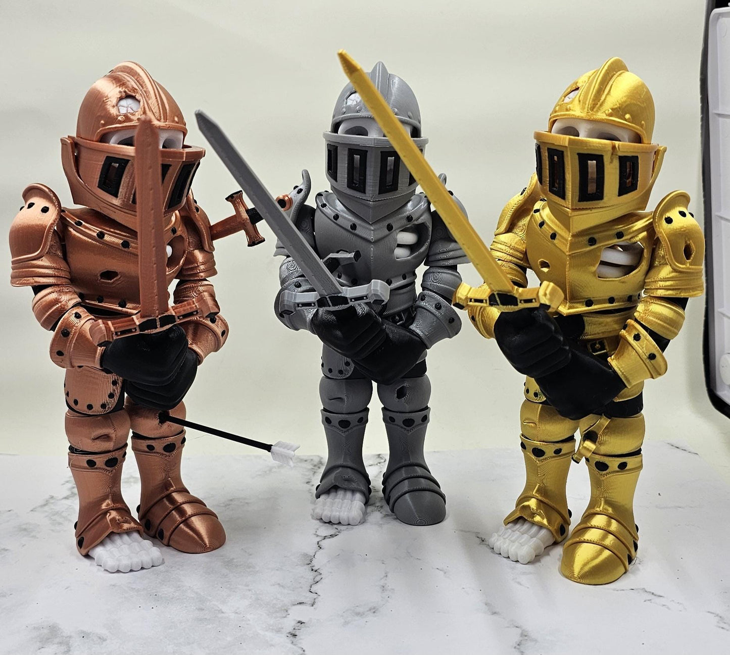 Articulated Skeleton Knight – 3D Printed Flexi Collectible Figure with Sword, Dagger & Arrow | Poseable Figure in Gold, Silver or Bronze