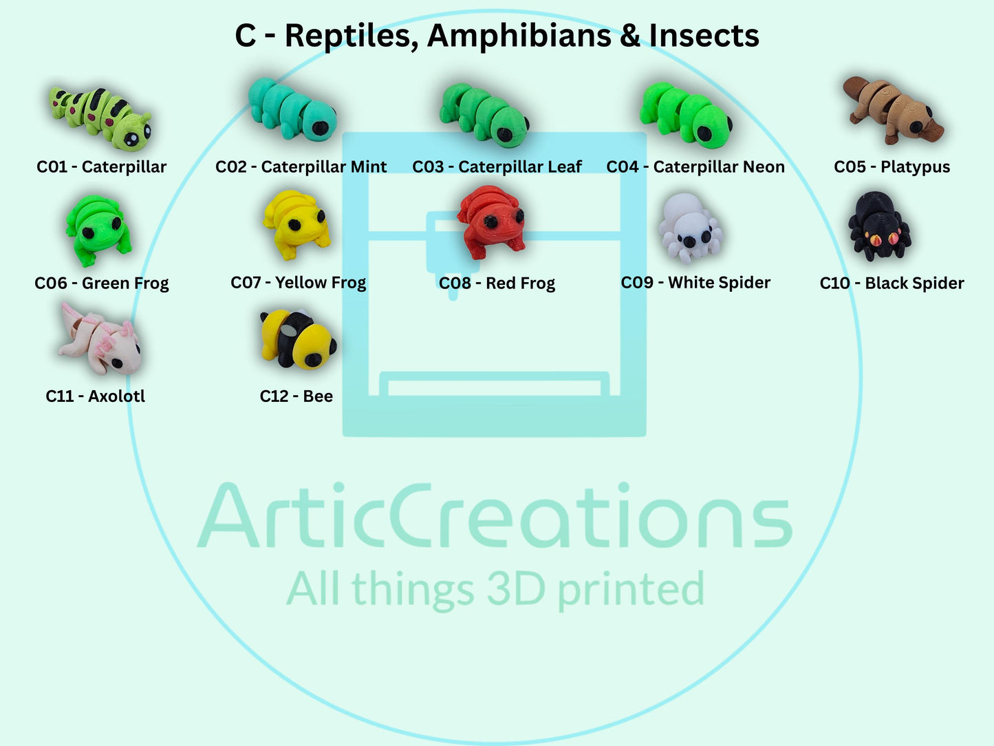 Minis, Articulated Fidget Toys – Pick Your Creatures by Number | Critters, Pocket Pets, Desk Buddies, Party Favors