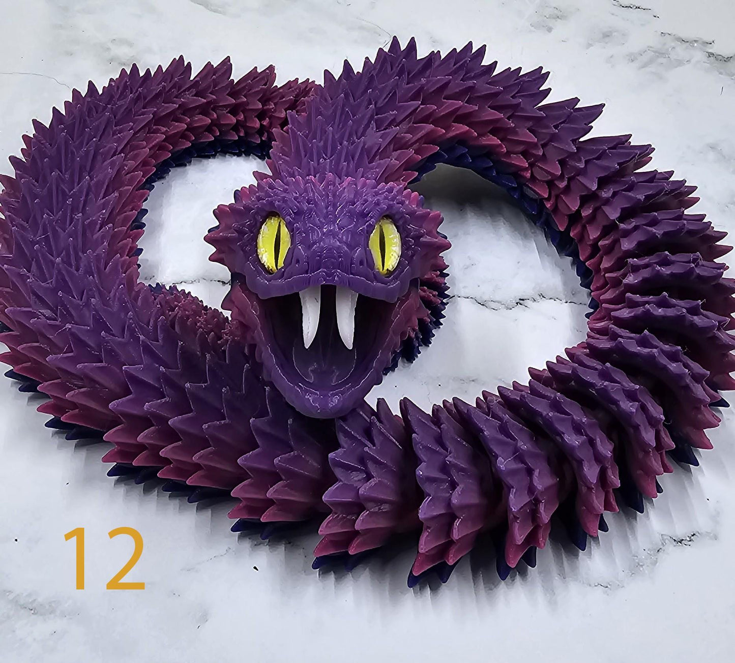 Articulating Bush Viper Snake - 3D Printed with Glass Eyes | Unique Raki-Box Design |