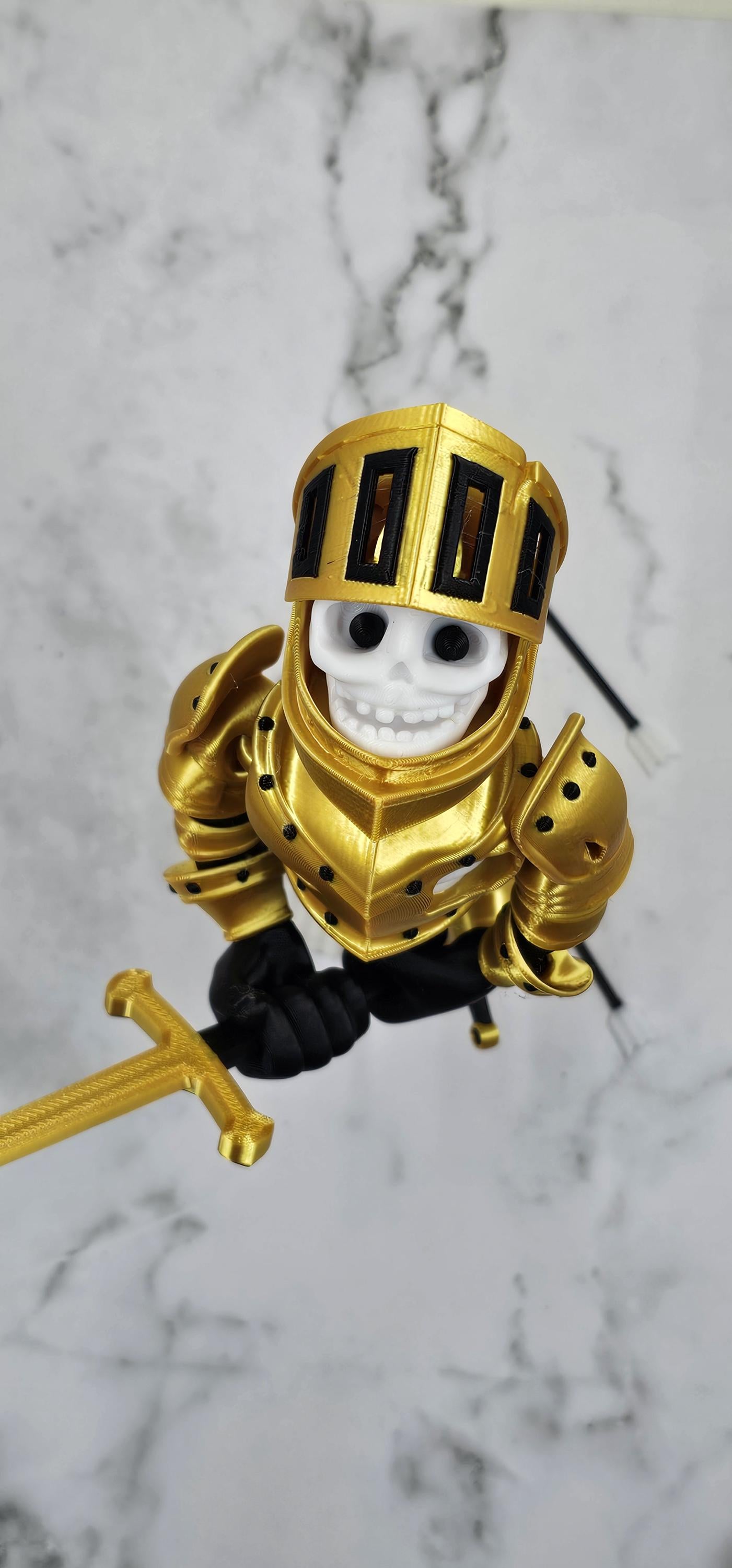 Articulated Skeleton Knight – 3D Printed Flexi Collectible Figure with Sword, Dagger & Arrow | Poseable Figure in Gold, Silver or Bronze