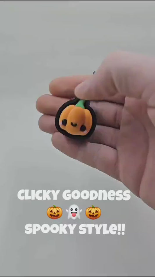 Halloween Fidget Clicker Keychains – Skull, Ghost, Pumpkin, Eyeballs, Spiderweb & Planchette | 3D Printed Sensory Desk Toy